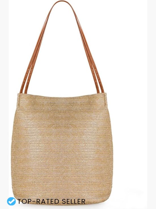 Handbags - Straw Beach Tote Bag Women Summer Bucket Handbag Casual Shoulder Hobo Purse